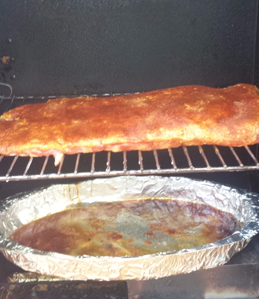 Here are the ribs when we first put them in the smoker.